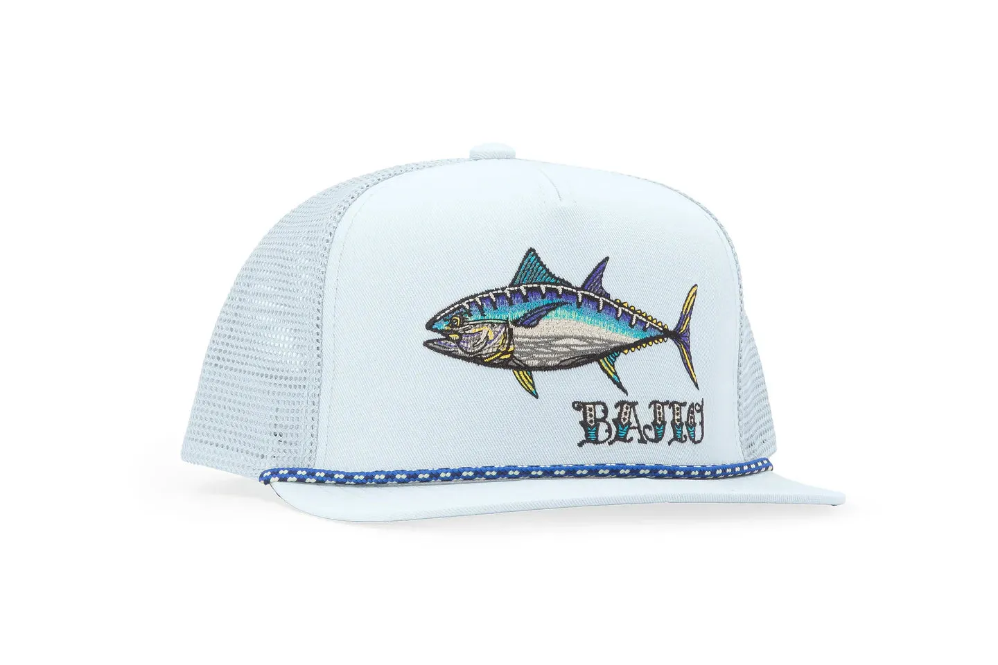 Bluefin Tuna Flat Brim Twill Trucker Hat - Sky Blue
