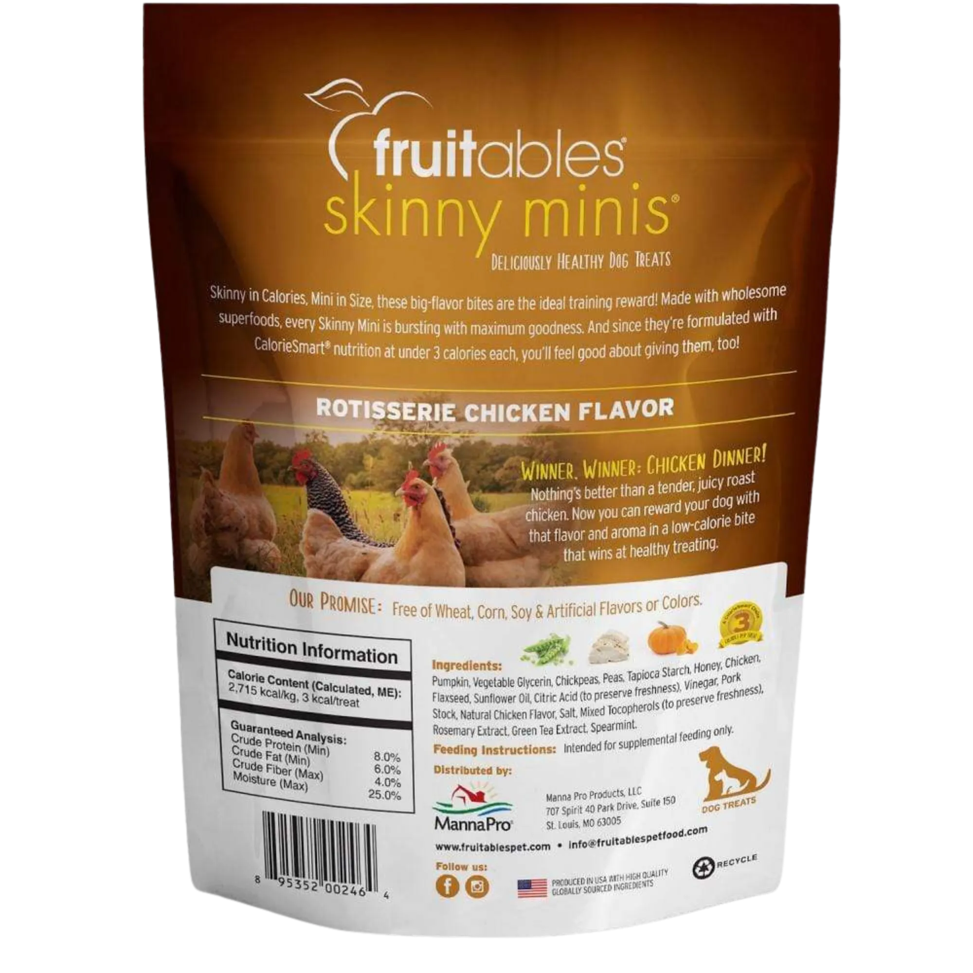Fruitables Skinny Minis Rotisserie Chicken Flavor Soft & Chewy Dog Treats 5oz