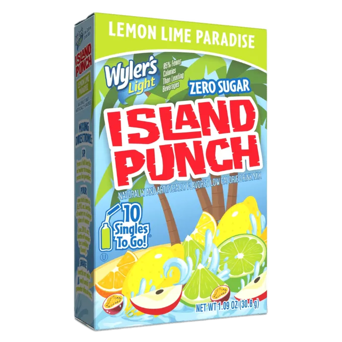 Island Punch Lemon Lime Paradise Zero-Sugar Singles To Go Drink Mix