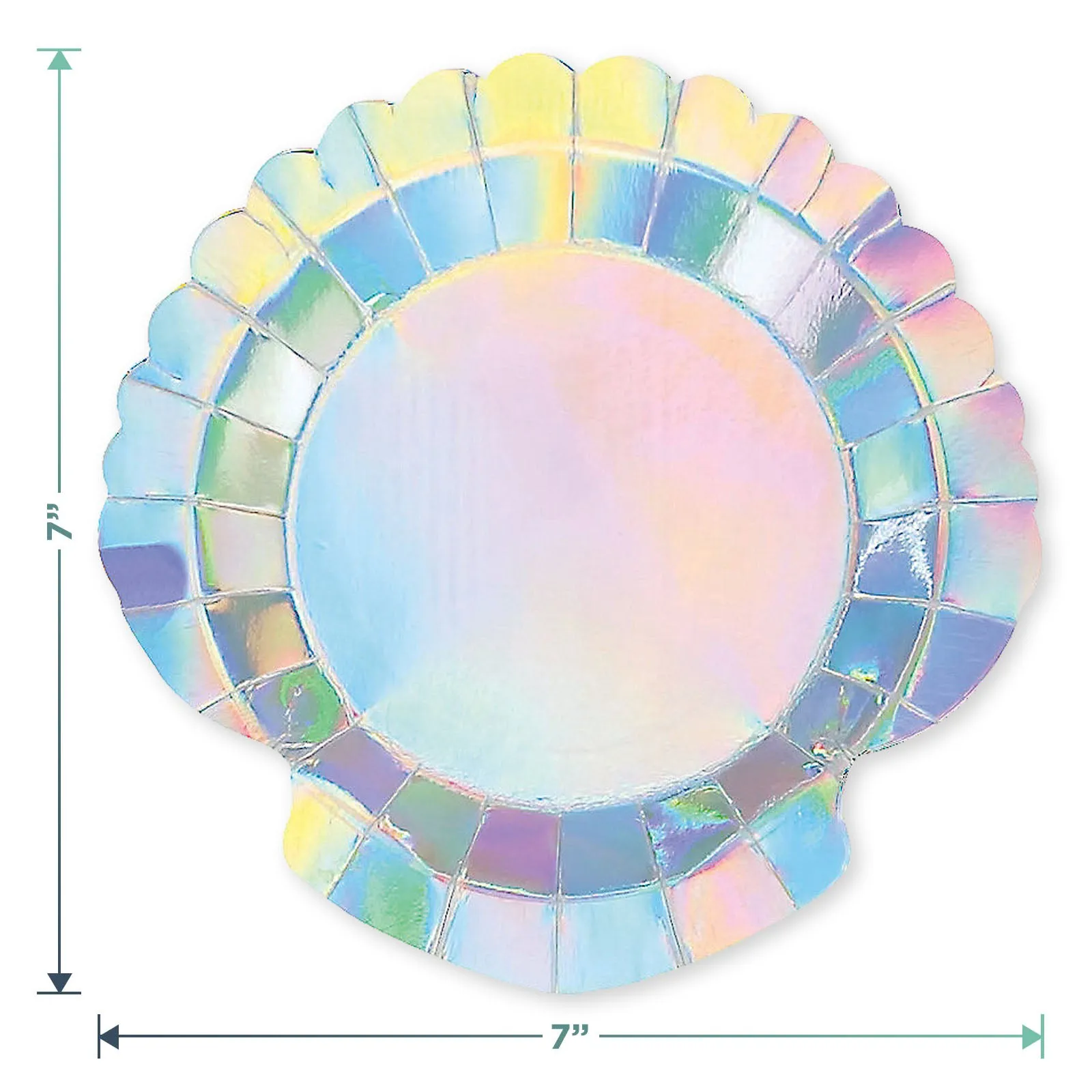 Mermaid Party Shell Shaped Iridescent Paper Plates and Metallic Beverage Napkins (Serves 16)