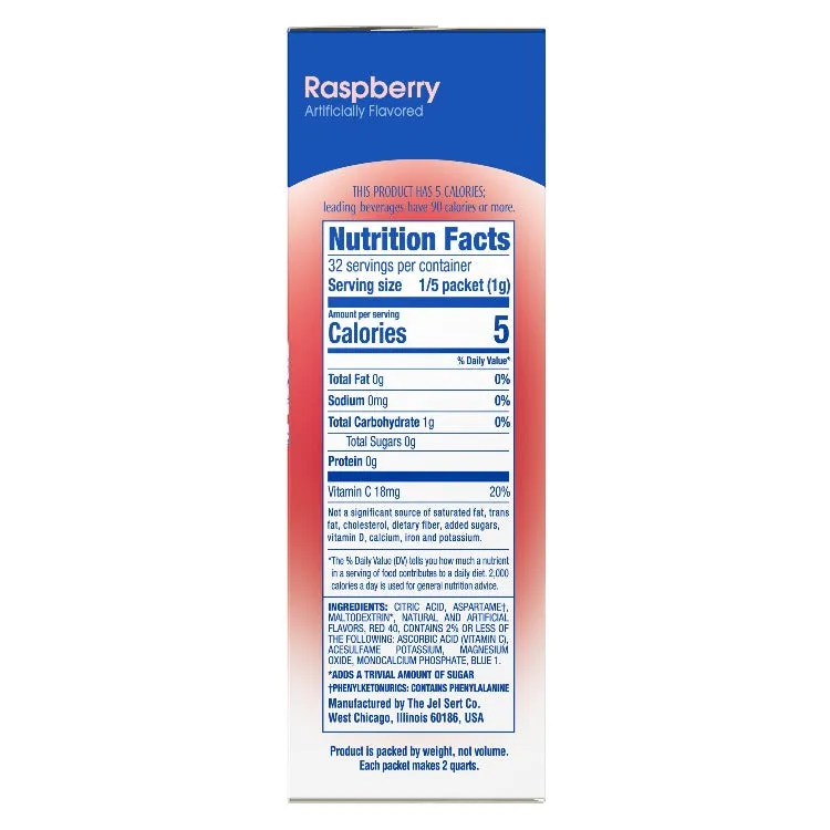 Raspberry Low Calorie Pitcher Pack Carton