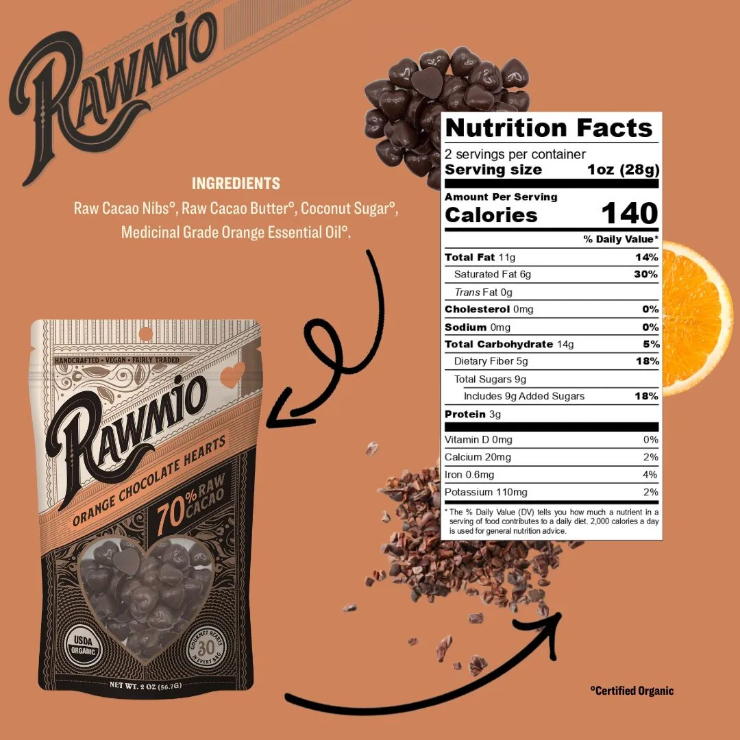 Raw Orange Chocolate Hearts