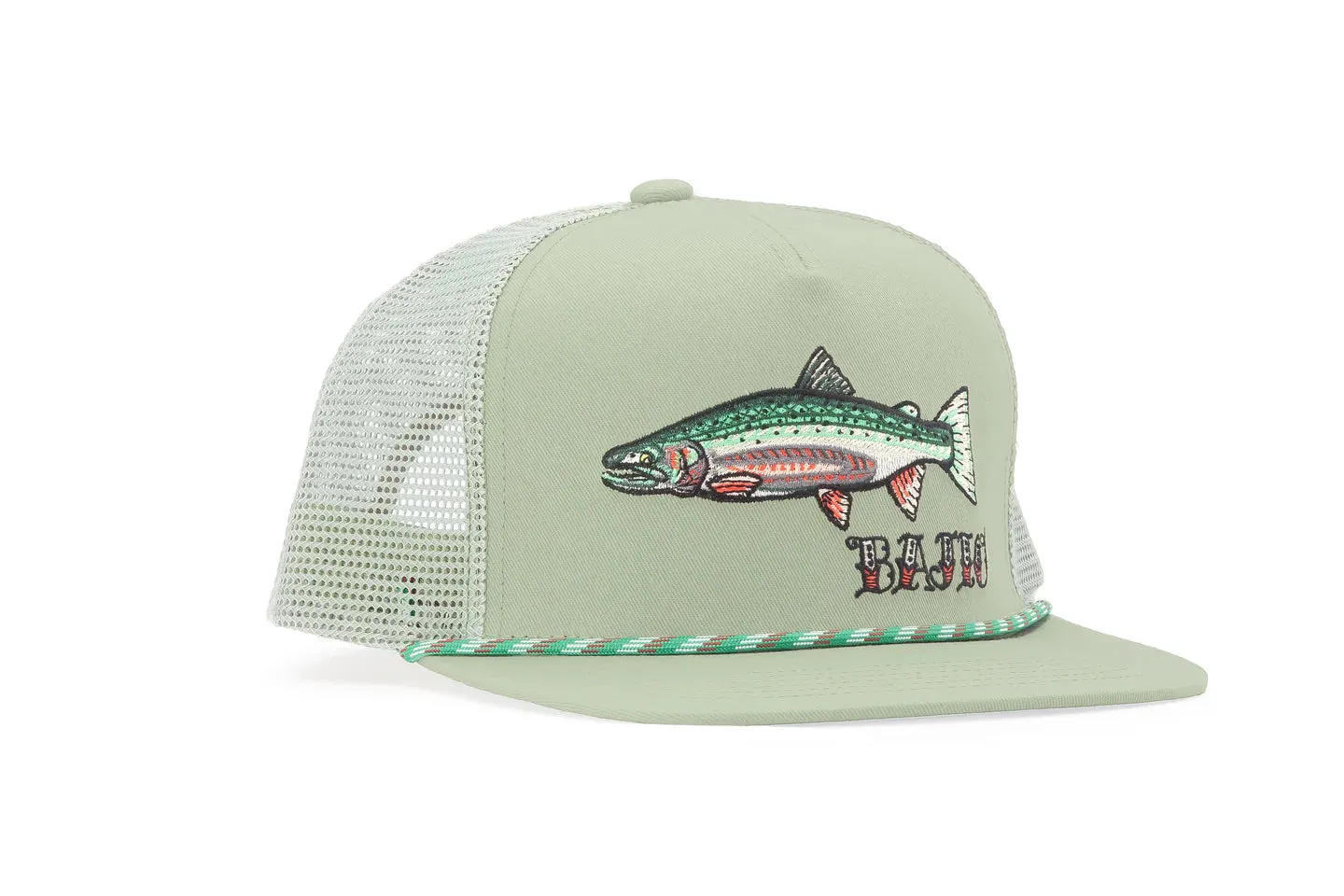 Steelhead Flat Brim Twill Trucker Hat - Olive Green