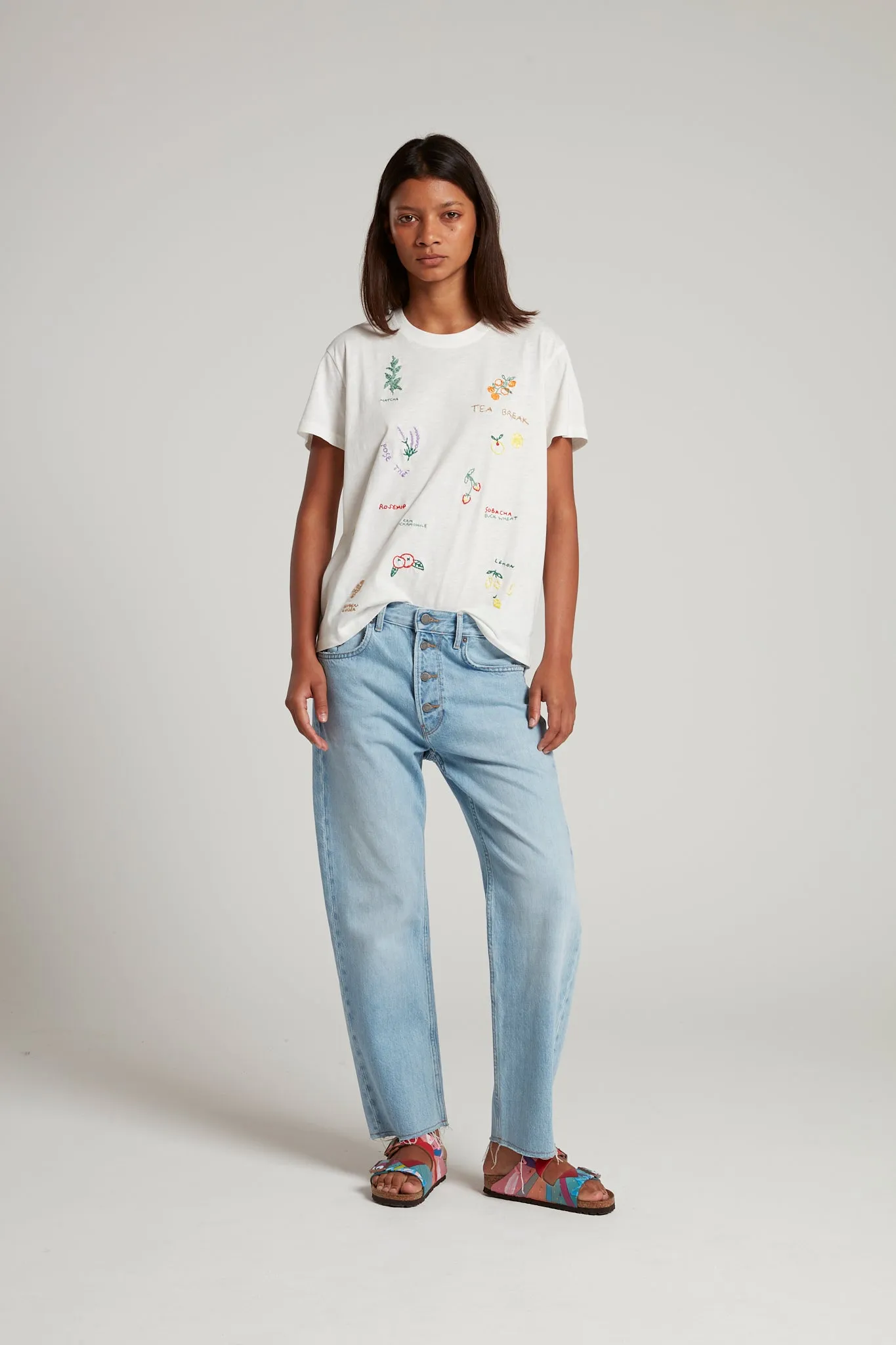 Vegetable Embroidered Denim Jeans