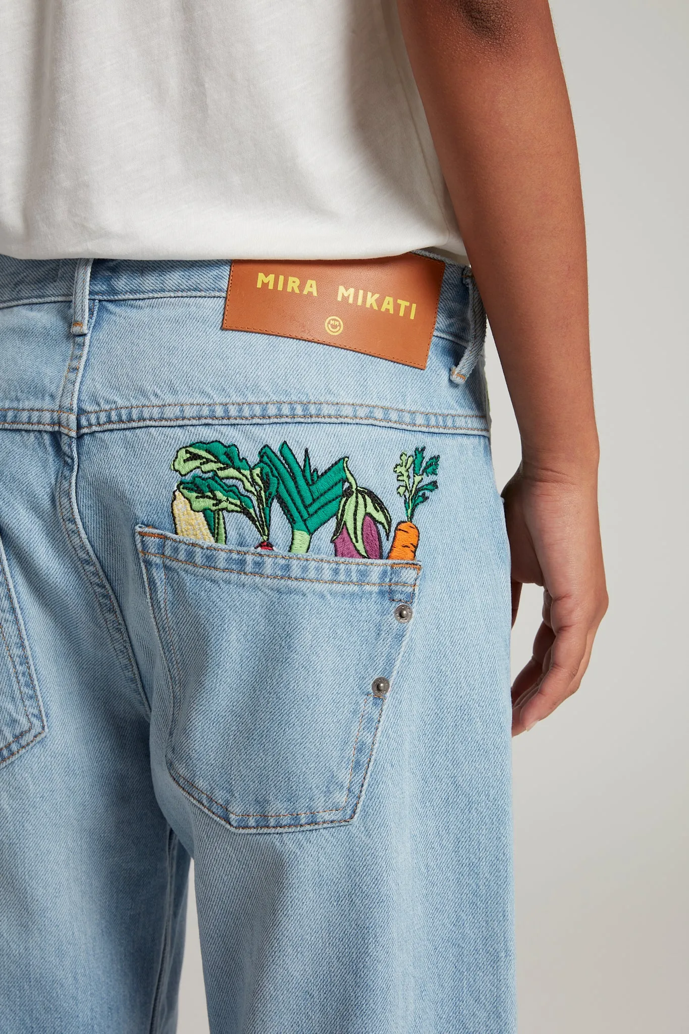 Vegetable Embroidered Denim Jeans